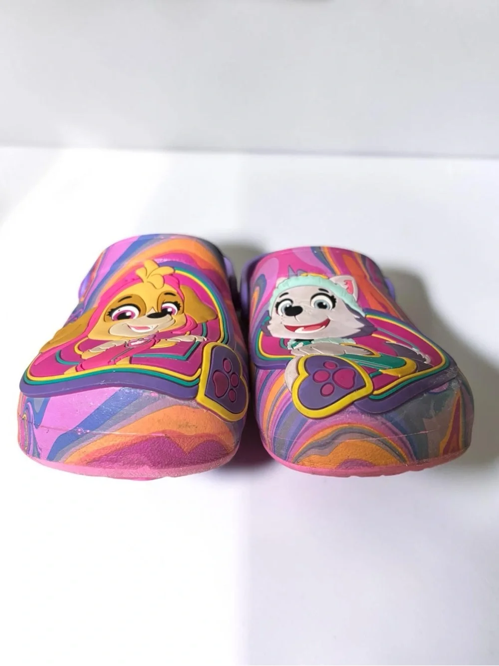 Paw Patrol Skye Everest Girls Clogs Size 11/12 Pink Purple Rainbow Tie Dye Shoe